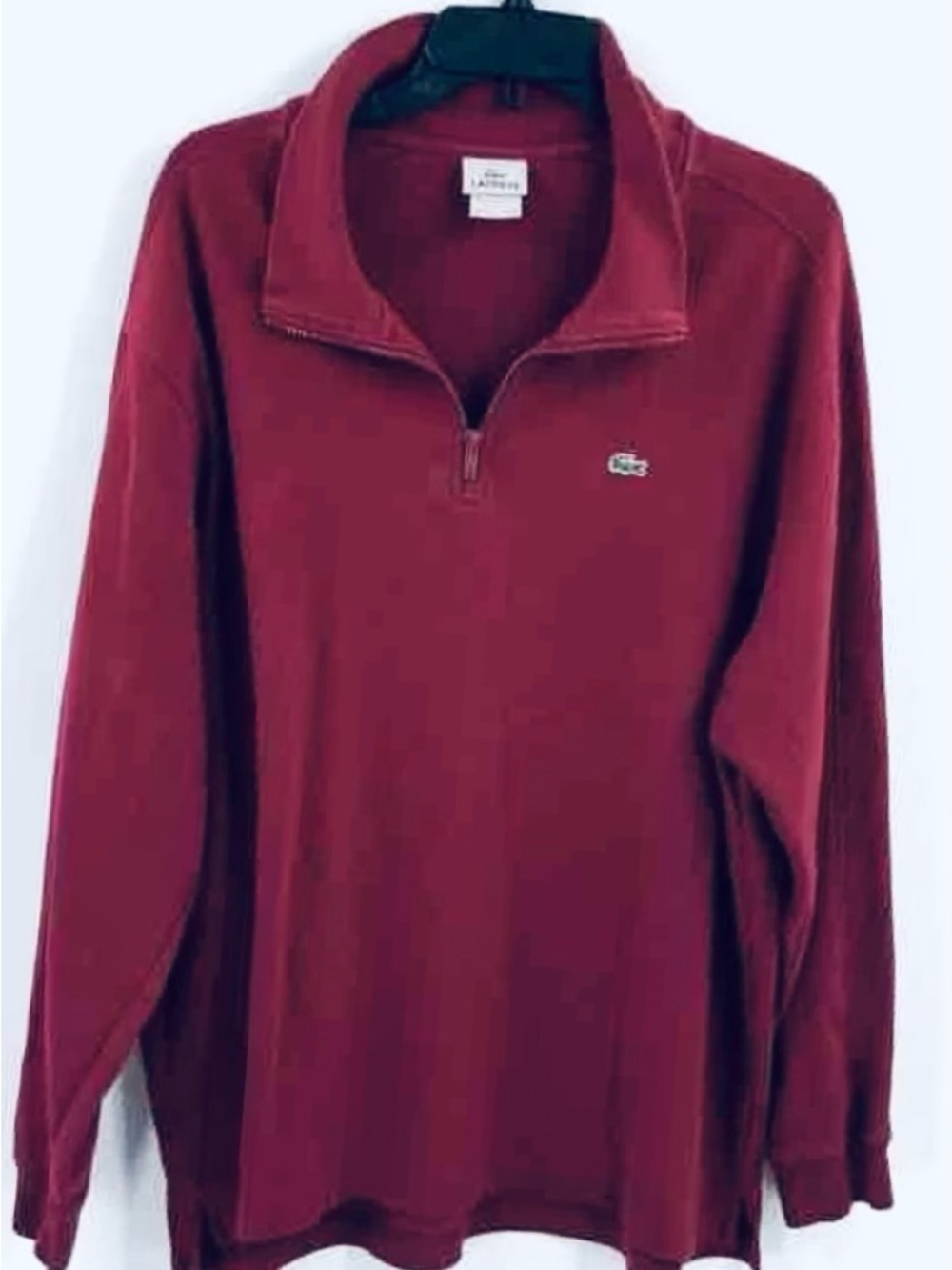 Lacoste Men’s Dark Red 1/4 Zip Pullover Sweater Sz9/USA XXL EUC F8330 P/27 L31